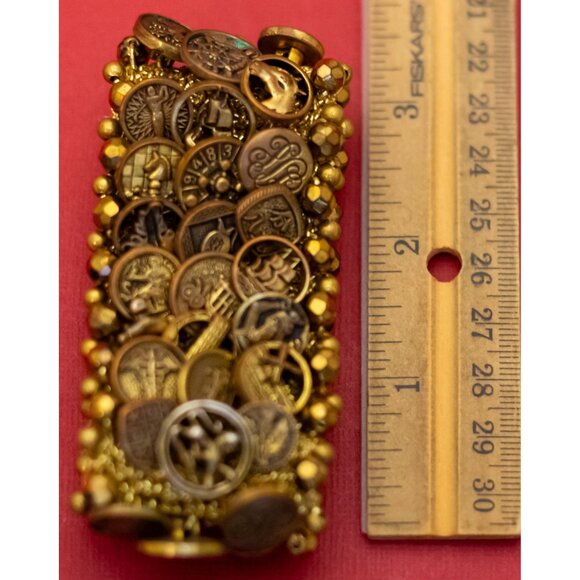 7 inch, Vintage Coin Links Gold Tone Elegant Bracelet - F52 - Picture 3 of 3